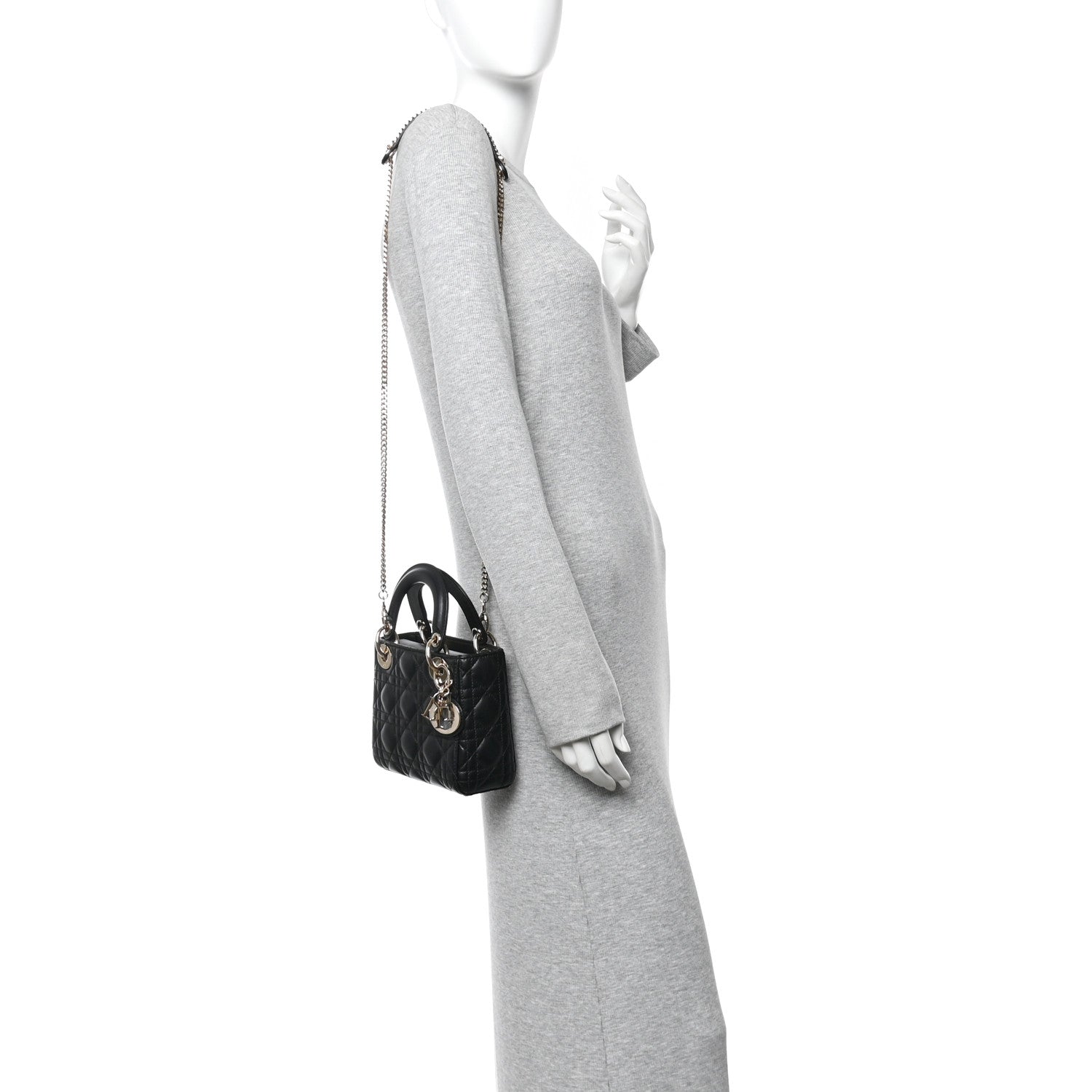 Christian Dior Lambskin Cannage Mini Lady Dior Black 2 of 13
