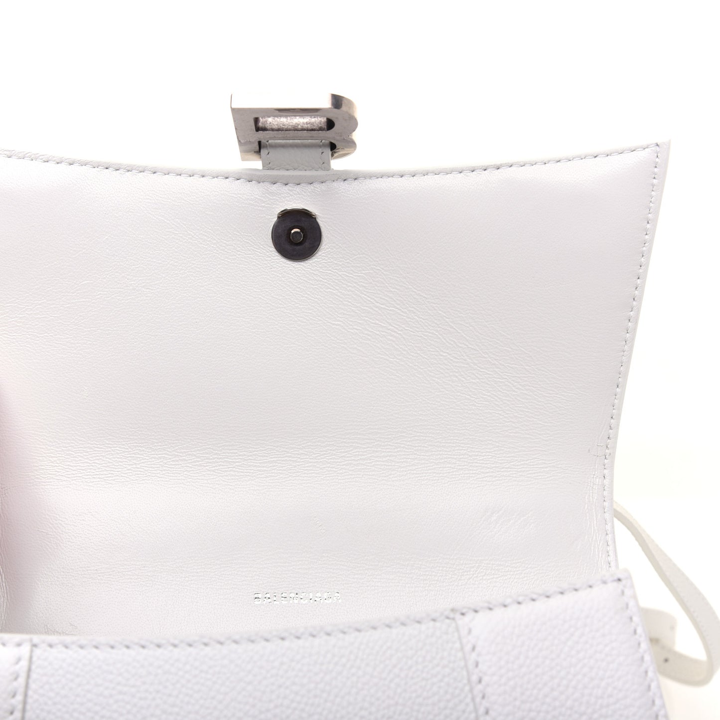 Grained Calfskin Small Hourglass Top Handle Bag White