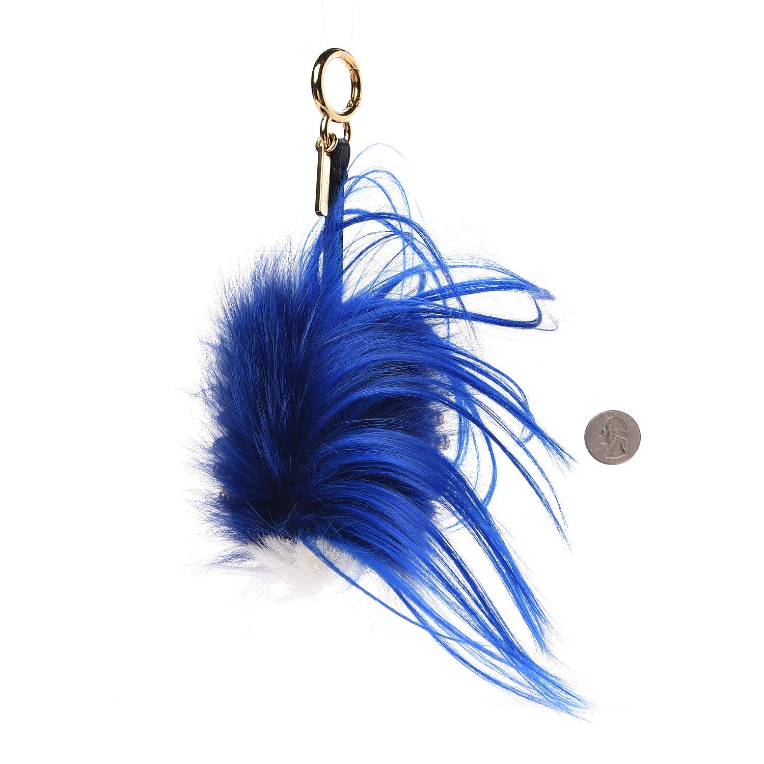 Fendi Lambskin Goat Fur Studded Punkarlito Bag Charm Blue 2 of 4
