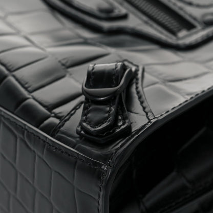 Balenciaga Semi Shiny Calfskin Crocodile Embossed Neo Classic Black Hardware Mini City Black 10 of 13