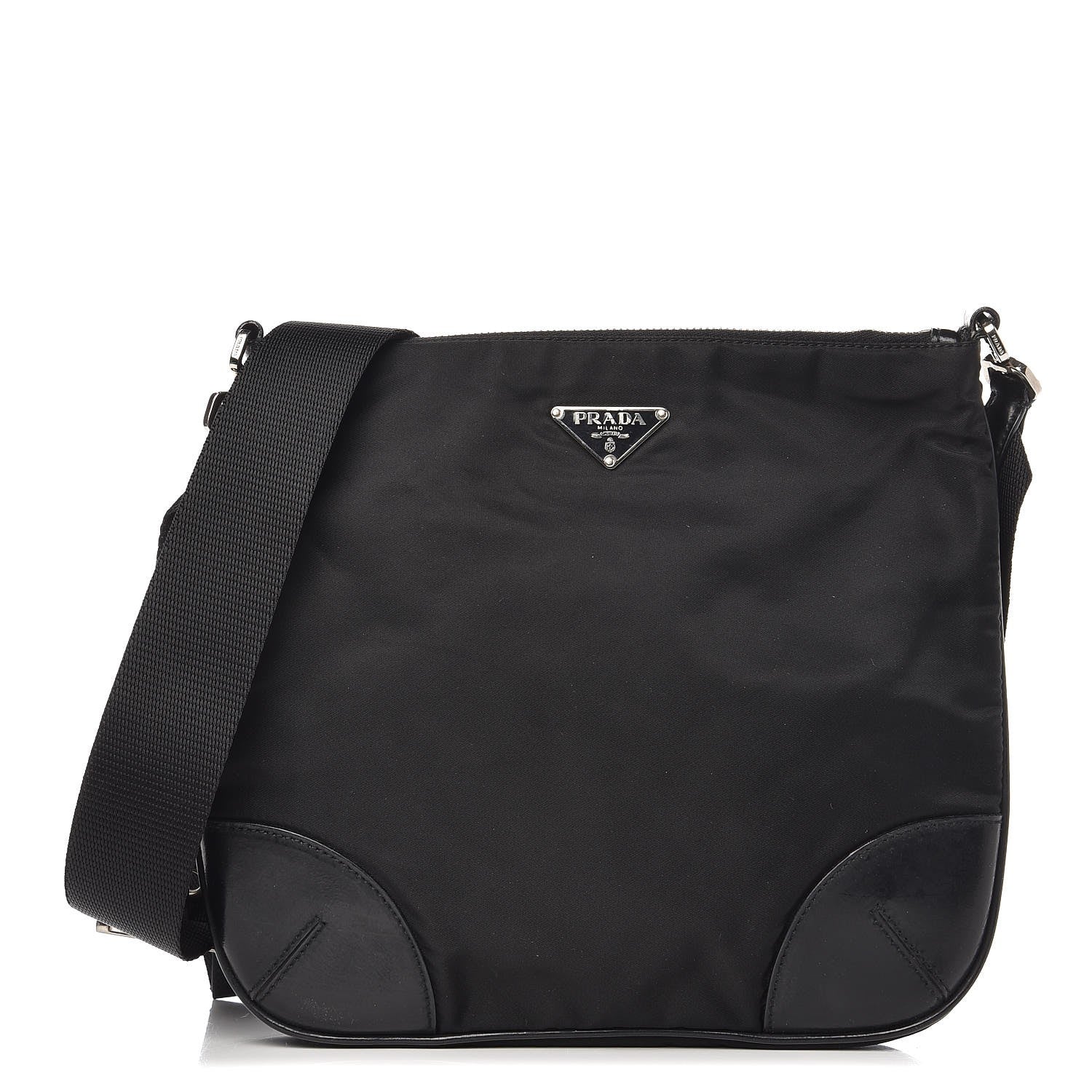 Prada Nylon Flat Messenger Bag Black 1 of 8