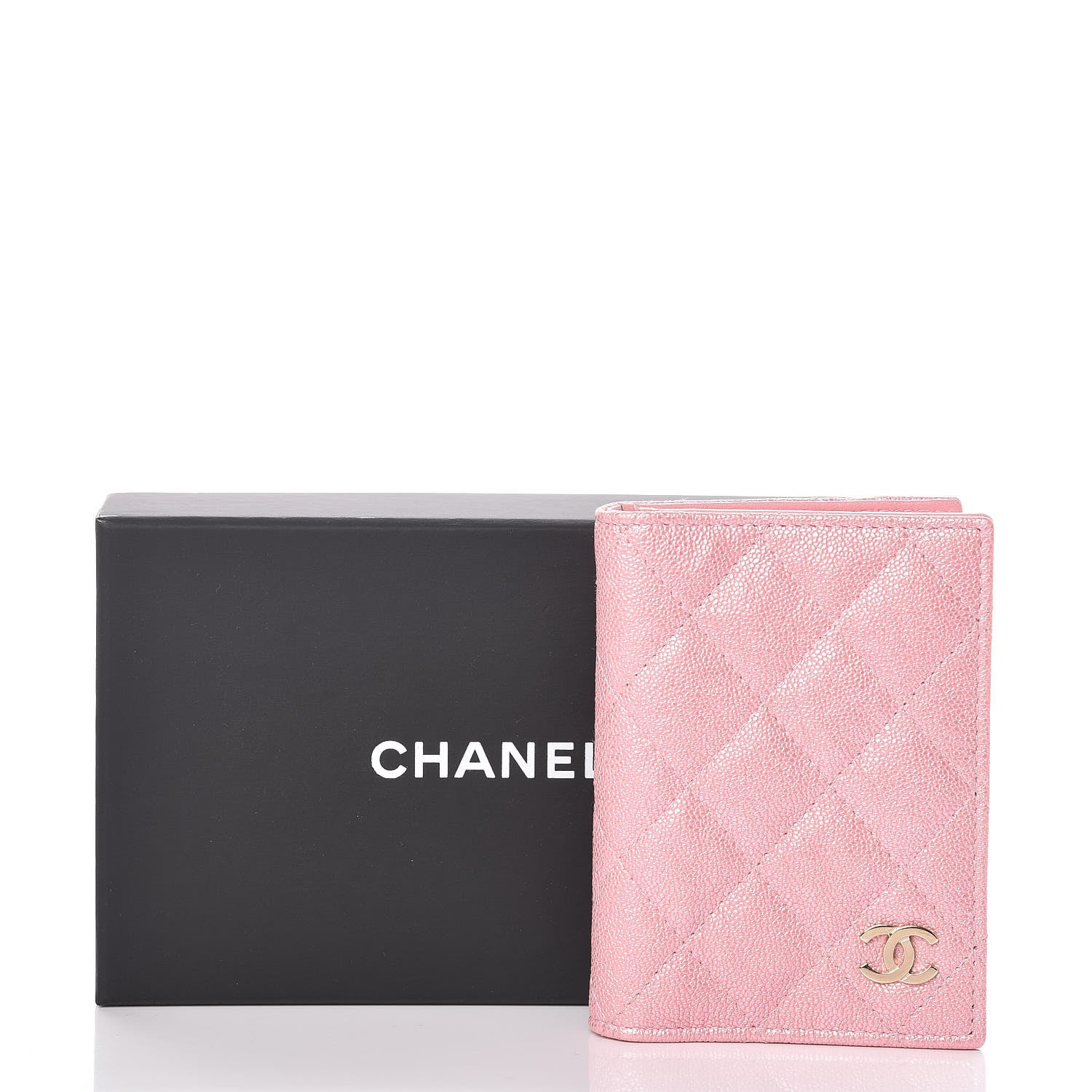 Chanel Iridescent Caviar Quilted Card Holder Wallet Rose Pink 15 of 16