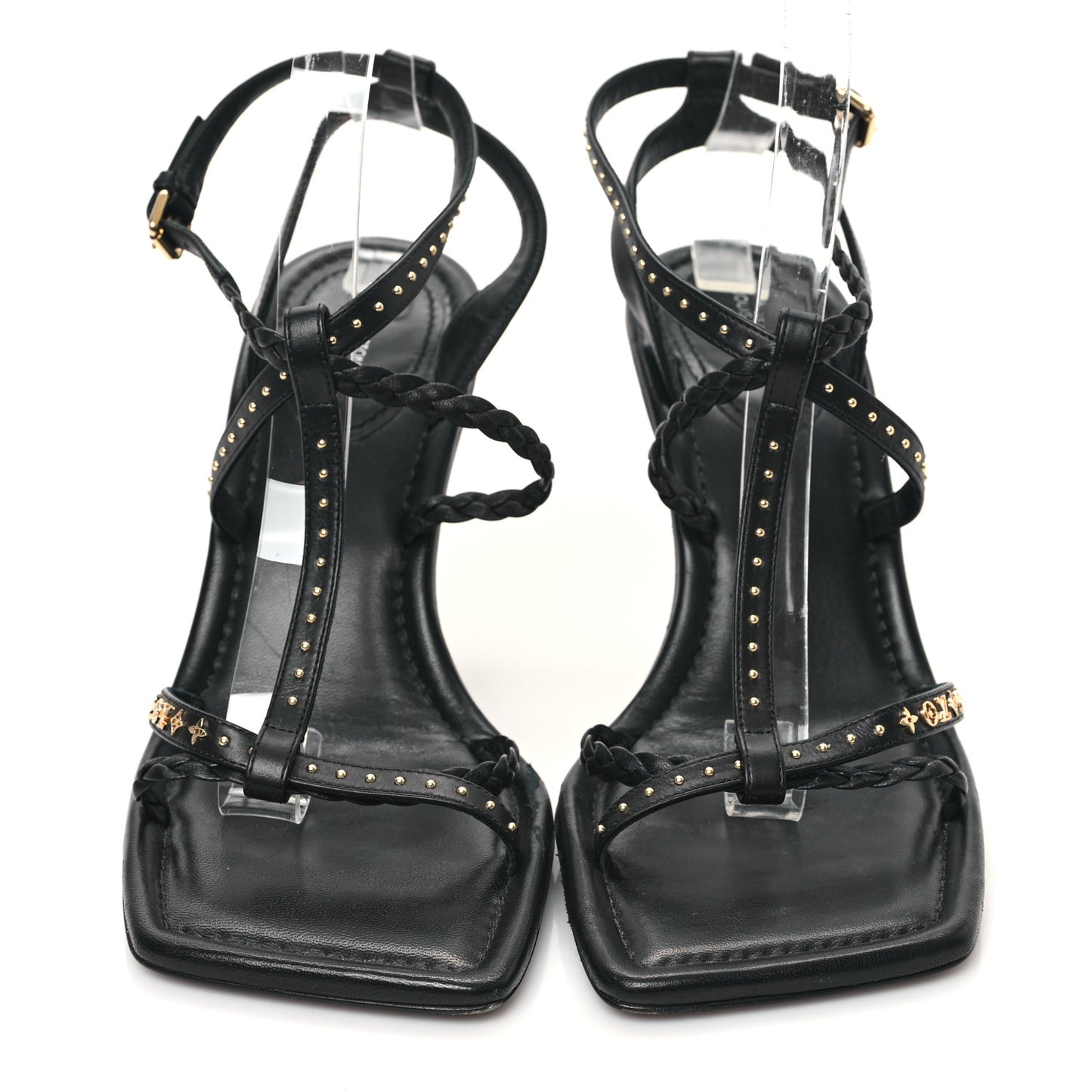 Calfskin Signature Ankle Strap Sandals 41 Black