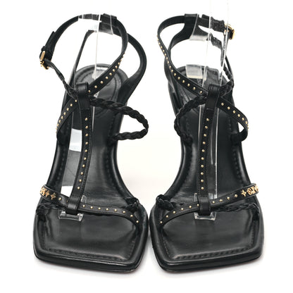 Louis Vuitton Calfskin Signature Ankle Strap Sandals 41 Black 2 of 9