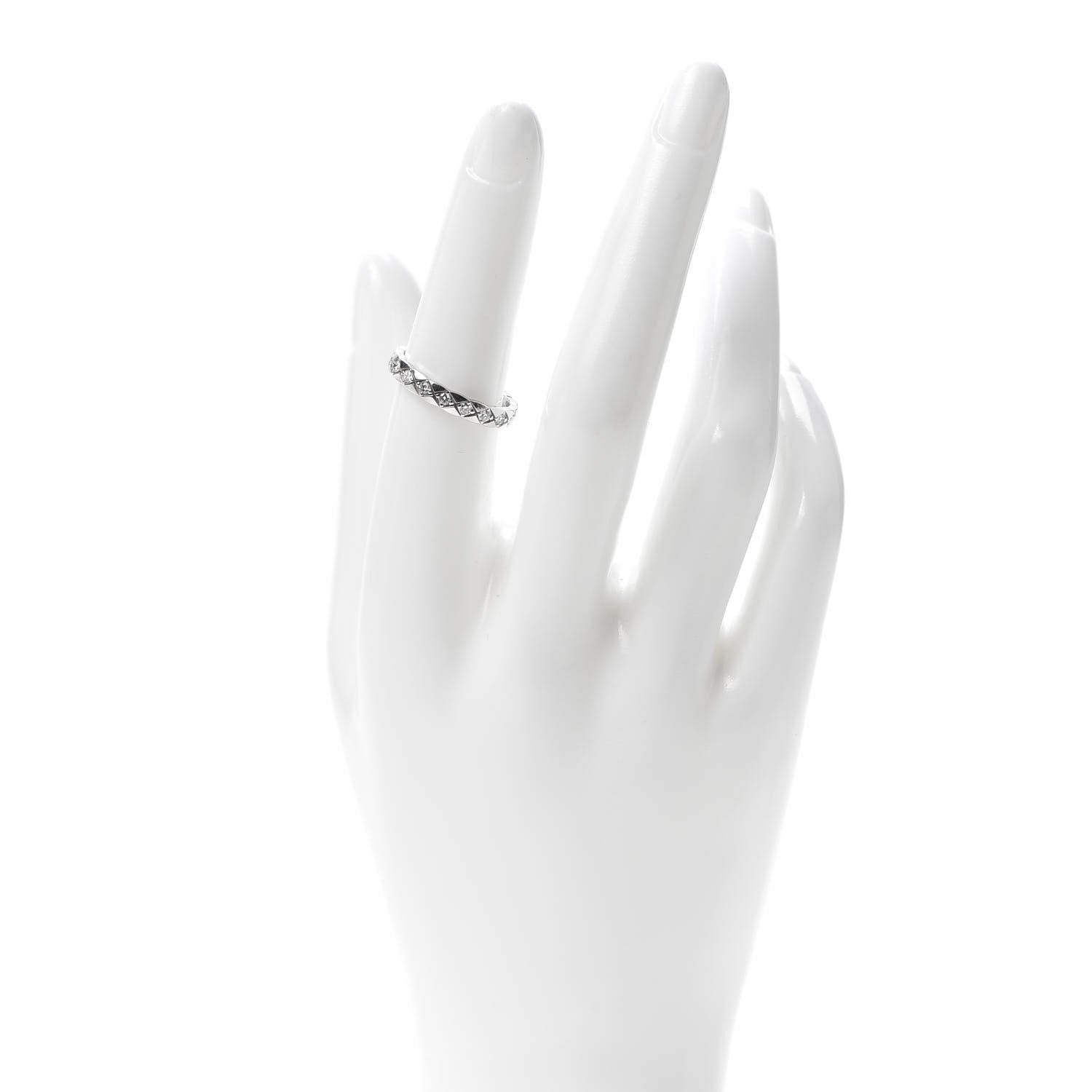 Chanel 18K White Gold Diamond Mini Coco Crush Ring 53 6.5 2 of 5