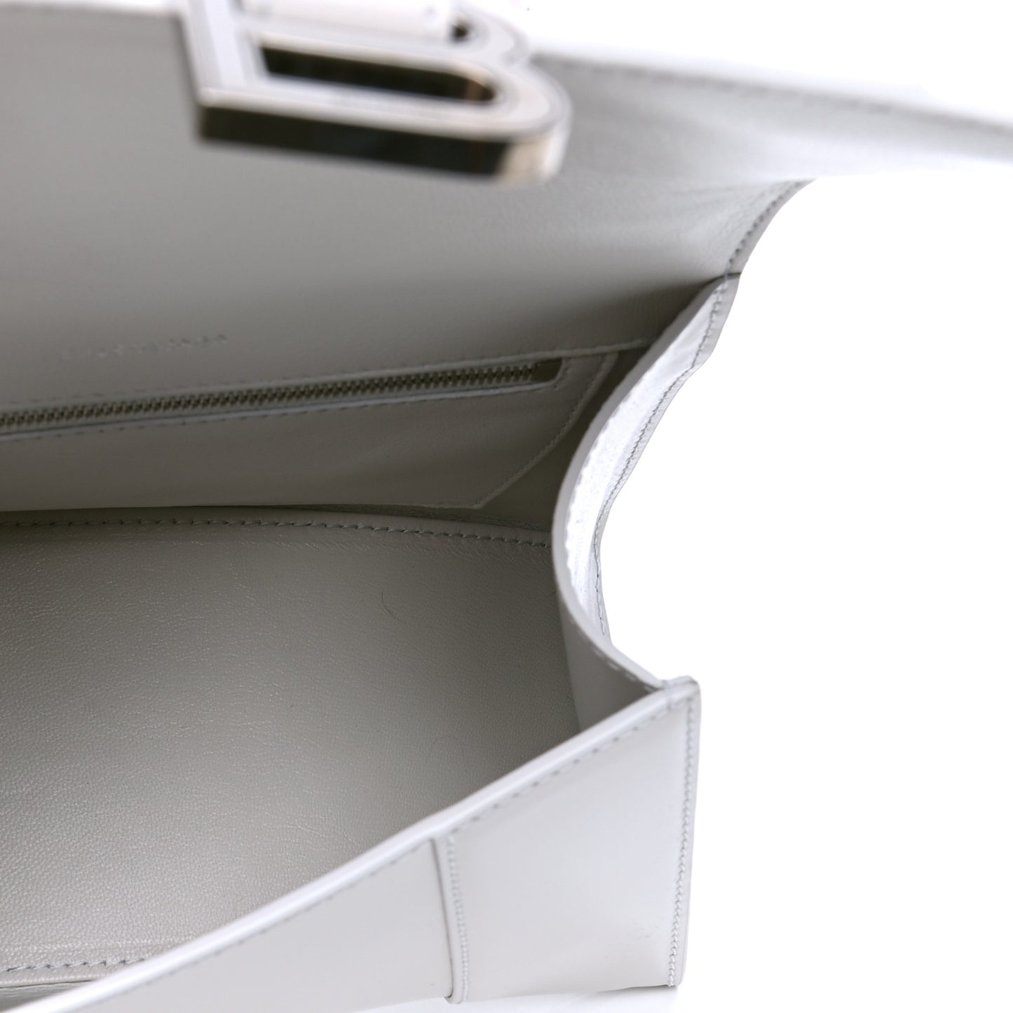 Shiny Box Calfskin Small Hourglass Top Handle Bag Chalky White