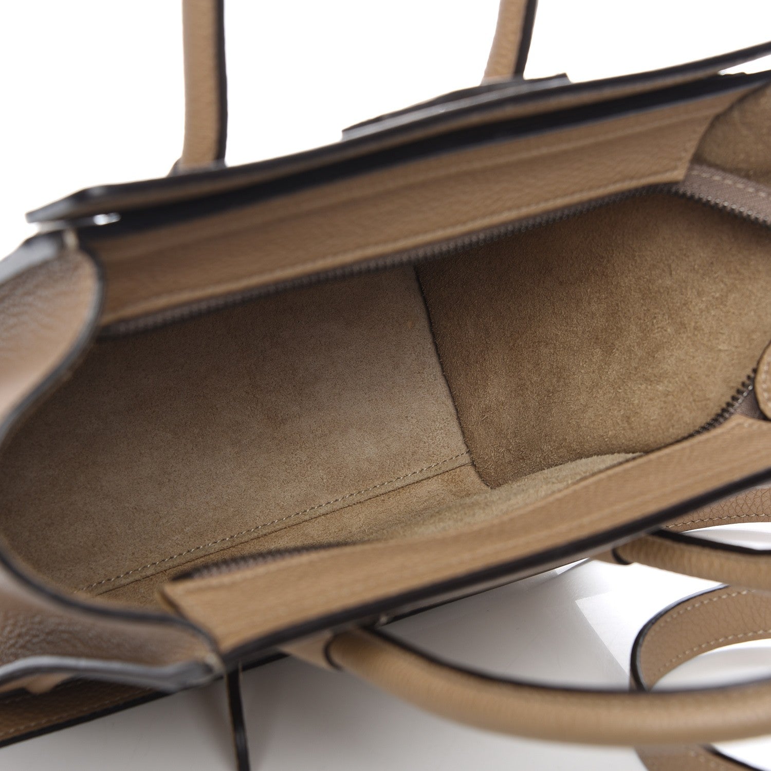 Celine Drummed Calfskin Nano Luggage Dune 5 of 7