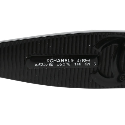 Chanel Acetate Rectangle Sunglasses 5493-A Black Brown 5 of 8