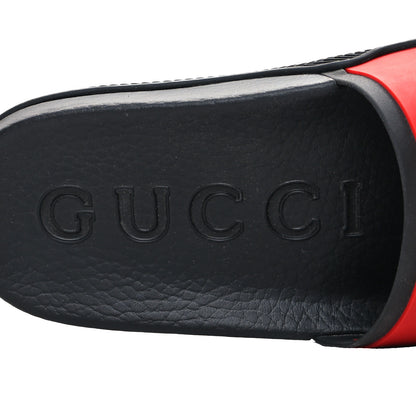 Gucci Rubber Web Womens Interlocking G Slide Sandals 38 Black Green Red 8 of 9