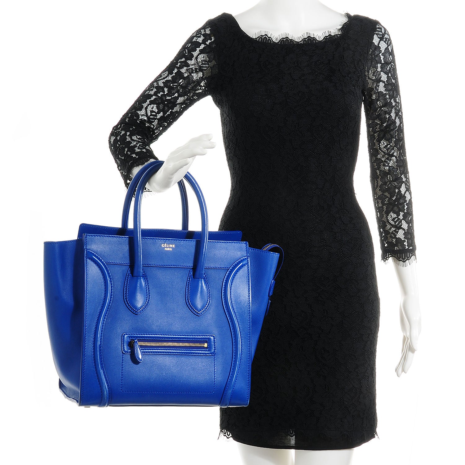Celine Smooth Calfskin Mini Luggage Royal Blue 2 of 10