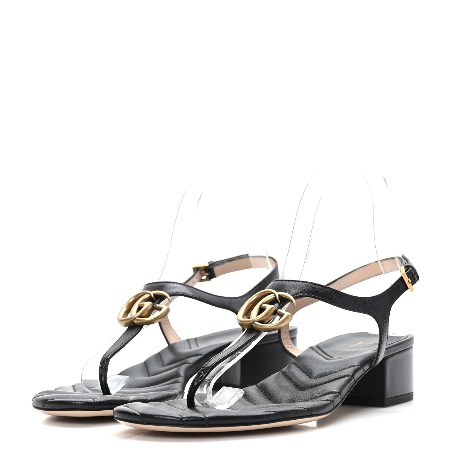 Gucci Nappa Matelasse Double G 35mm Thong Sandals 38 Black 3 of 7