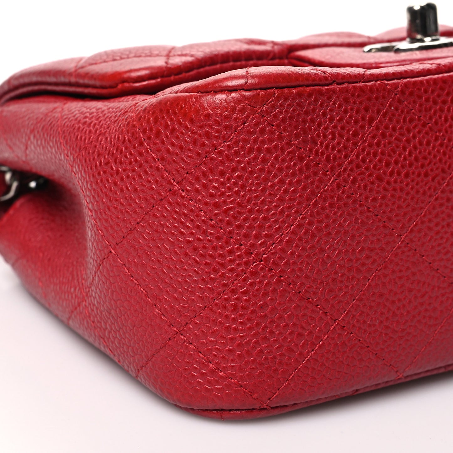 Caviar Quilted Mini Square Flap Red