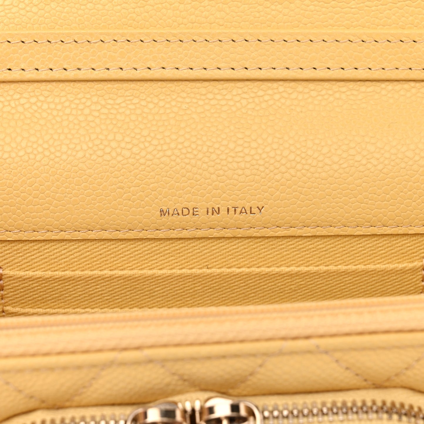 Caviar Quilted Business Affinity Clutch With Chain Flap Yellow