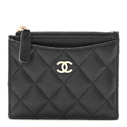 Chanel Caviar Quilted CC Zip Card Holder Black 1 of 8