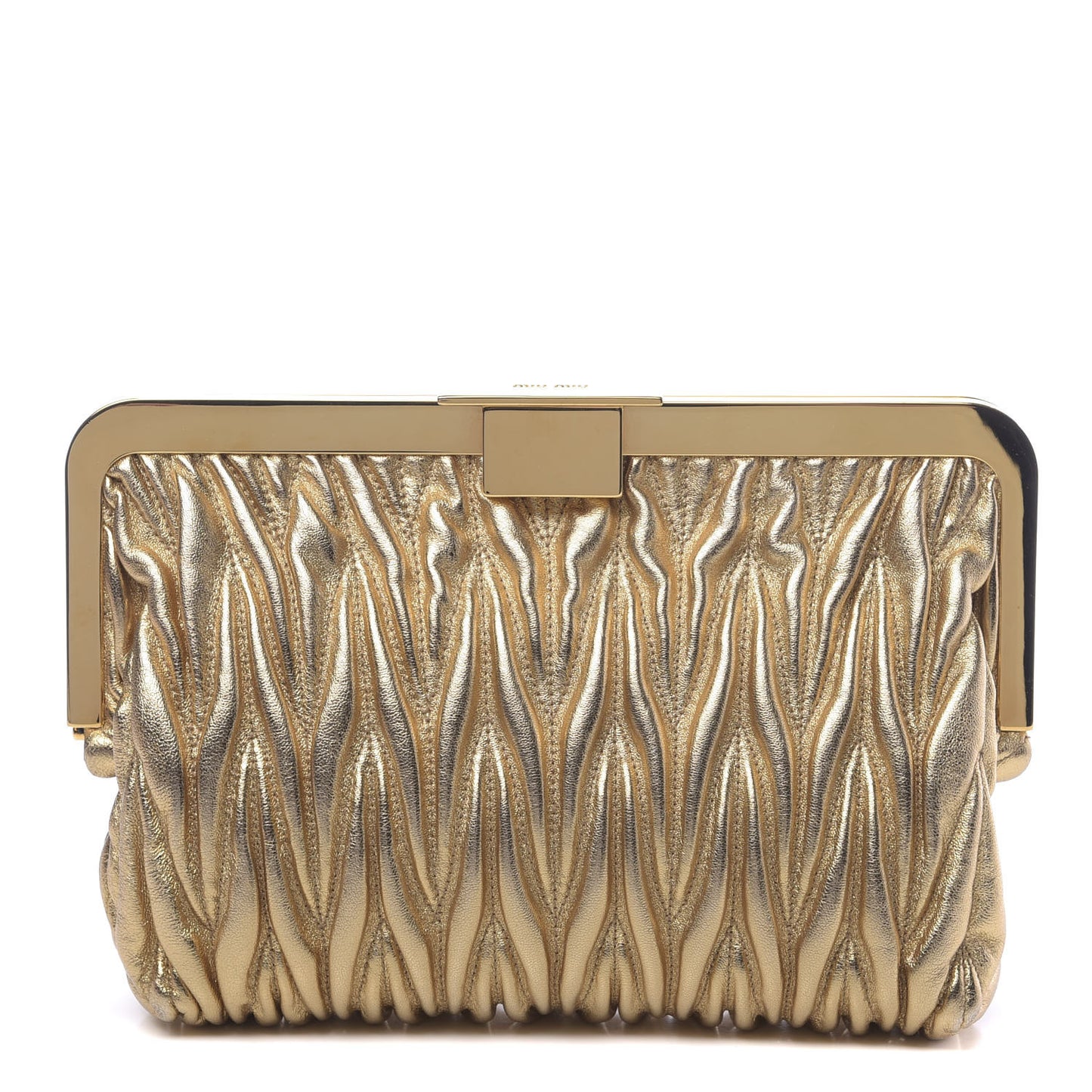 Metallic Nappa Matelasse Clutch Gold