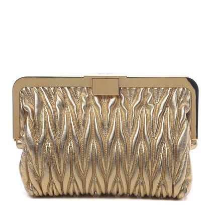 Miu Miu Metallic Nappa Matelasse Clutch Gold 1 of 12
