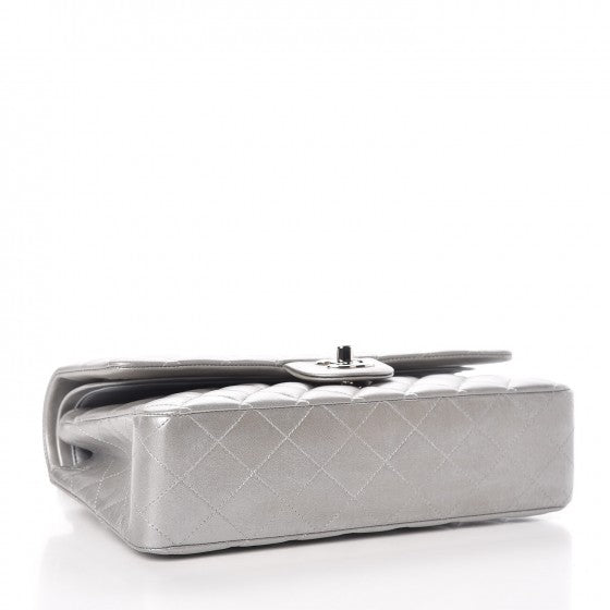 Chanel Metallic Lambskin Quilted Medium Double Flap Silver 5 of 10