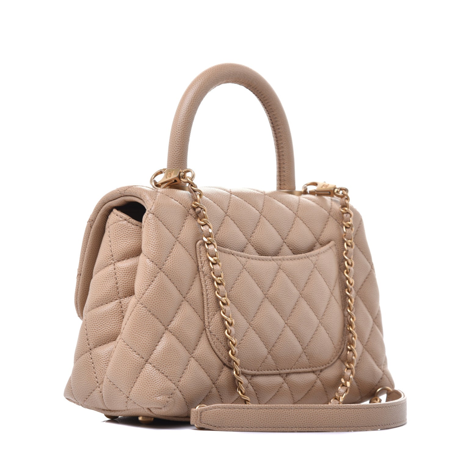 Chanel Caviar Quilted Mini Coco Handle Flap Beige 3 of 10