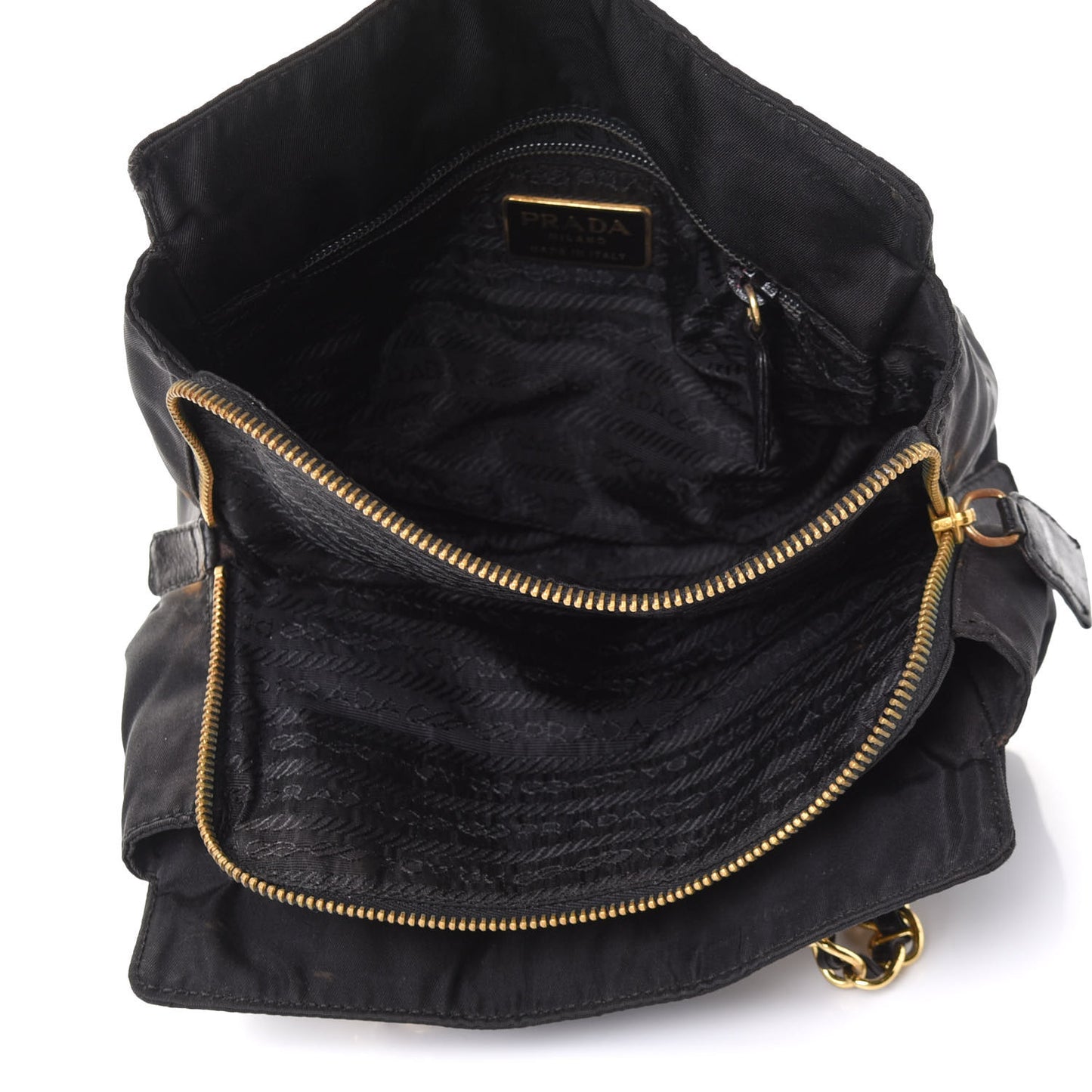 Tessuto Nylon Chain Shoulder Bag Black
