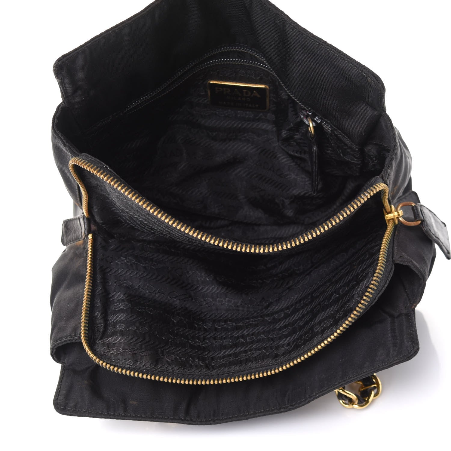 Prada Tessuto Nylon Chain Shoulder Bag Black 4 of 9
