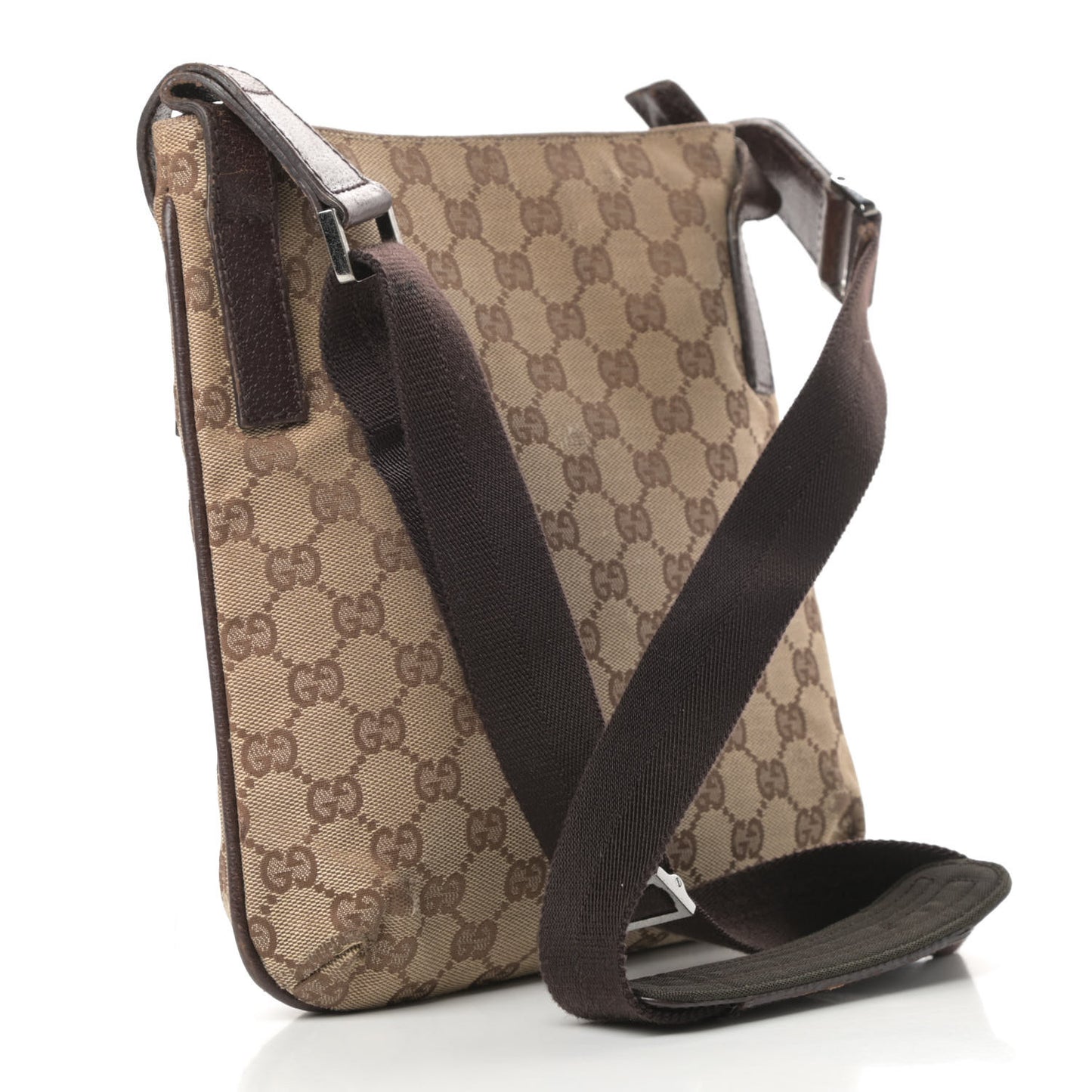 Monogram Flat Messenger Bag Dark Brown