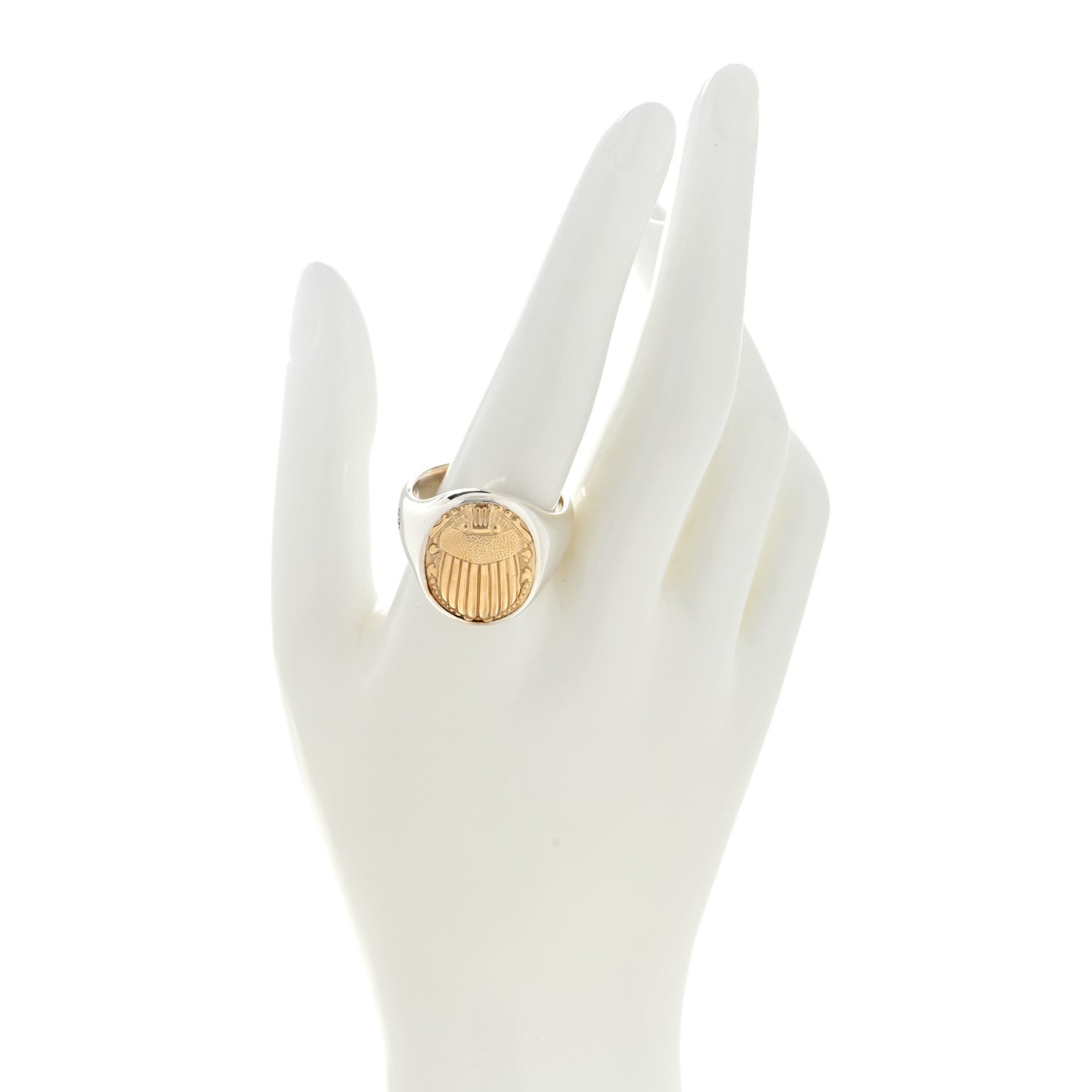 Sterling Silver 18K Yellow Gold Petrvs Scarab Signet Ring 67 12