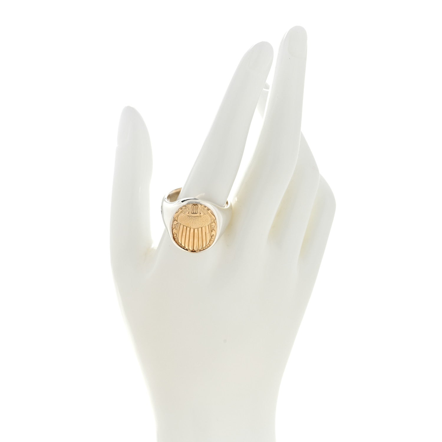 David Yurman Sterling Silver 18K Yellow Gold Petrvs Scarab Signet Ring 67 12 2 of 4