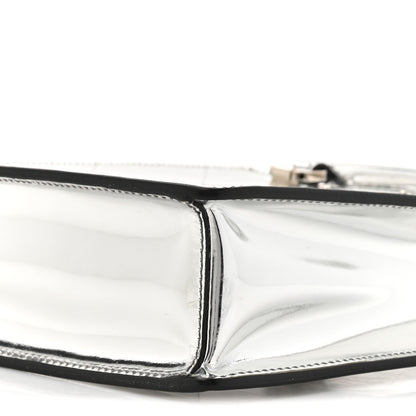 Prada Spazzolato Metal Triangle Logo Triangle Patterned Small Double Handle Crossbody Tote Argento 8 of 14