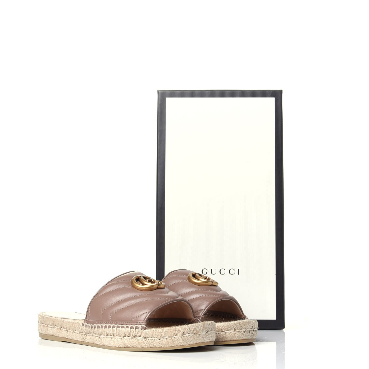Gucci Nappa Matelasse GG Marmont Espadrille Slide Sandals 37 Porcelain Rose 11 of 11