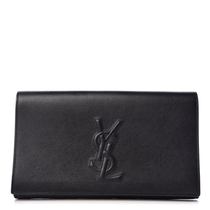 Saint Laurent Calfskin Monogram Large Belle De Jour Clutch Black 1 of 15