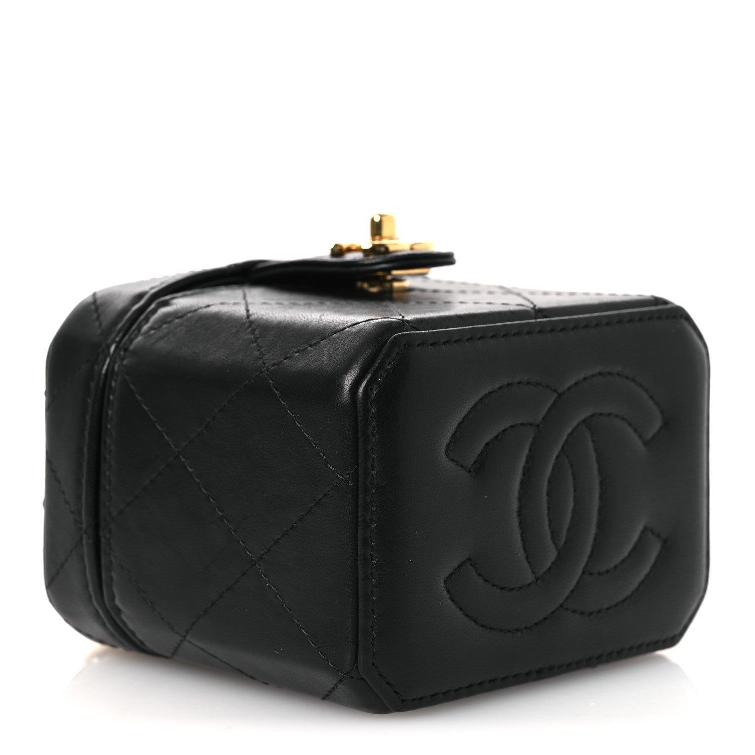 Chanel Lambskin Quilted Vanity Clutch With Chain Black 4 of 11
