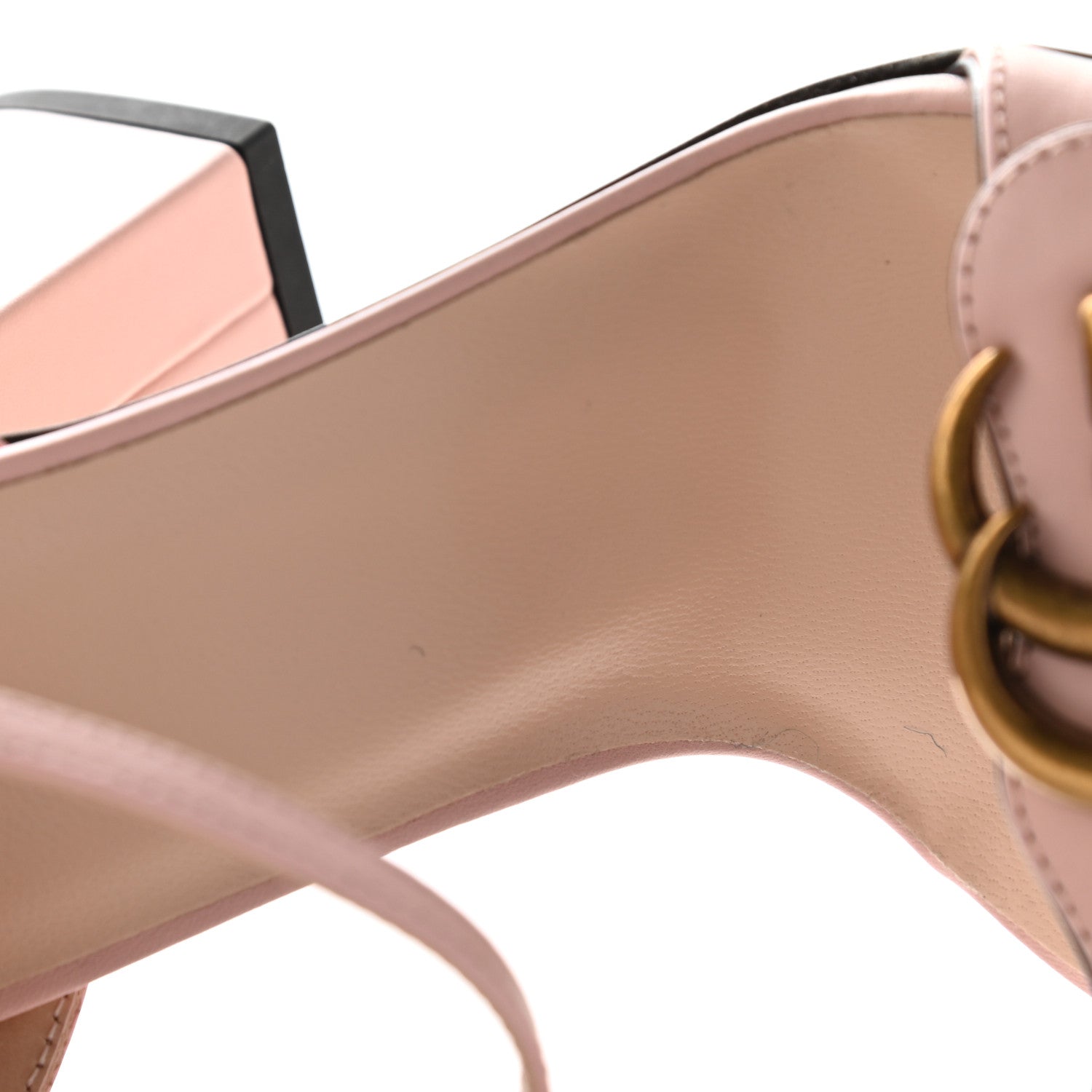 Gucci Lifford Calfskin GG Marmont Ankle Wrap 105mm Sandals 39 Perfect Pink 9 of 9