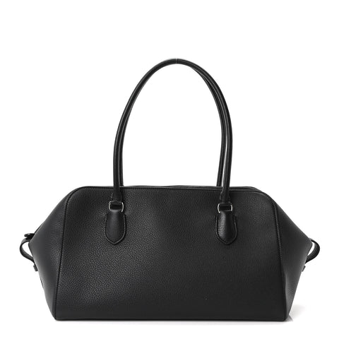 Grained Calfskin East West Bowling Bag Black