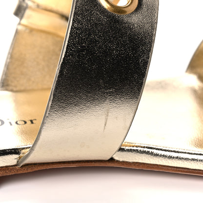 Christian Dior Laminated Calfskin D-Dior Slide Flat Sandals 35.5 Pale Gold 12 of 12
