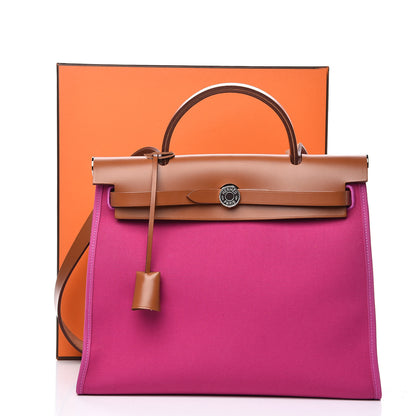 Hermes Vache Hunter Toile Herbag Zip 31 PM Magnolia Fauve 11 of 11