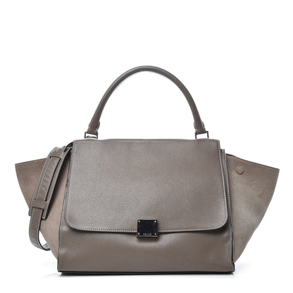 Celine Drummed Calfskin Suede Small Trapeze Souris 1 of 19