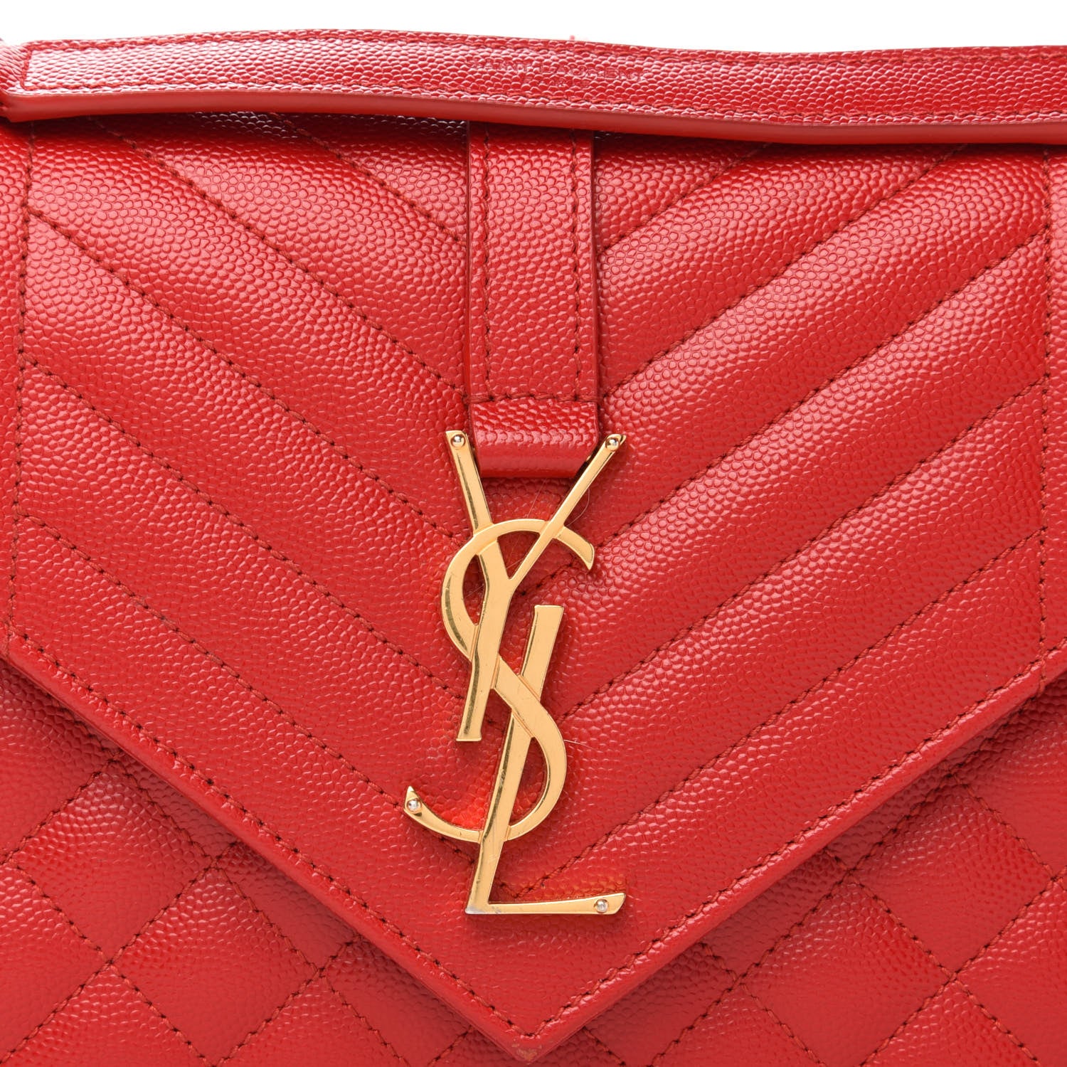 Saint Laurent Grain De Poudre Textured Mixed Matelasse Triquilt Medium Monogram Satchel New Red 10 of 10