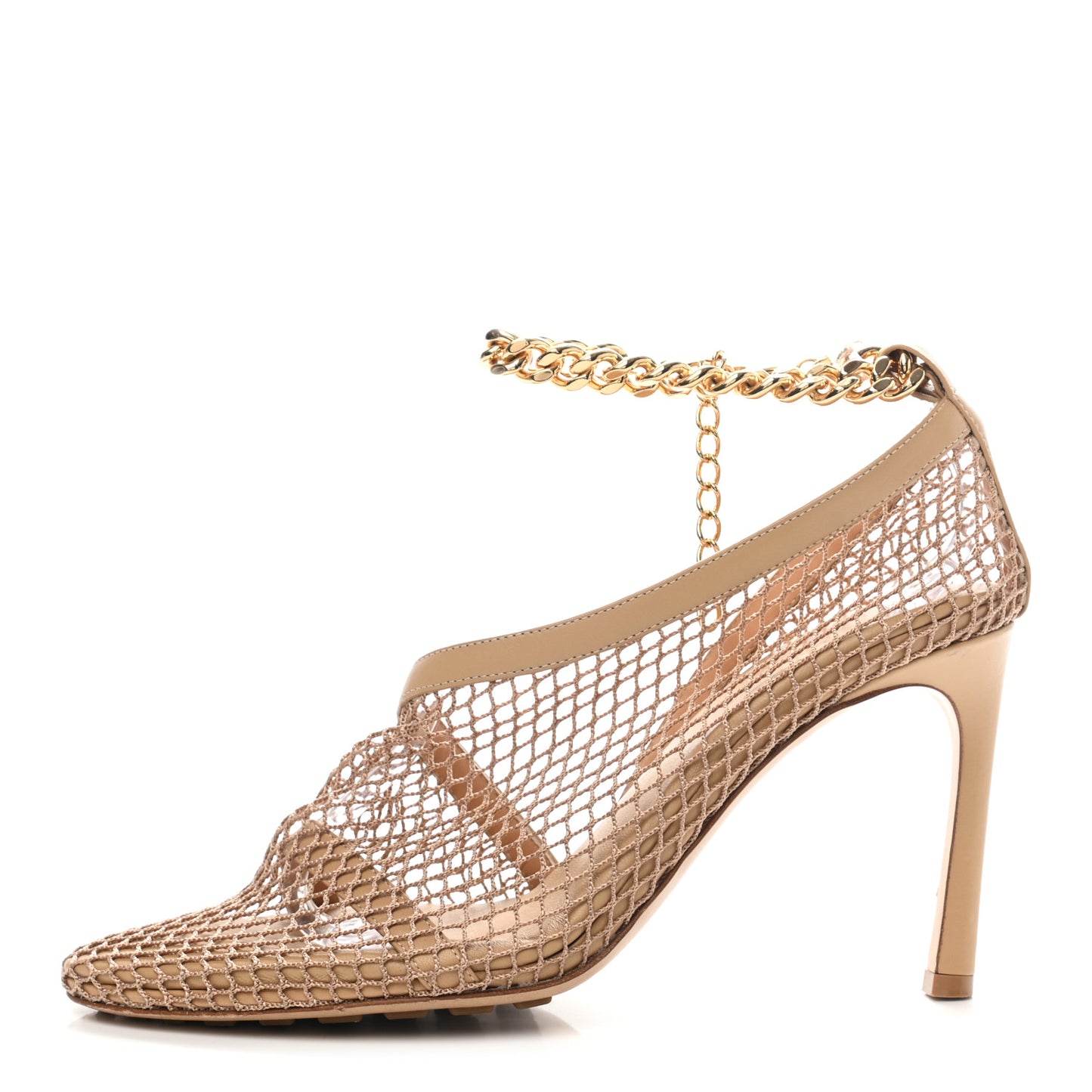 Mesh Nappa Chunky Chain Sandals 37.5 Beige Pony