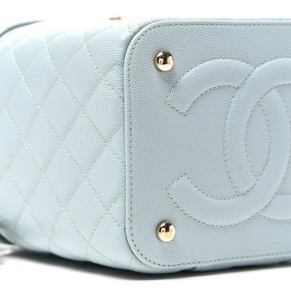Chanel Caviar Quilted Small Top Handle Vanity Case With Chain Light Blue 9 of 11