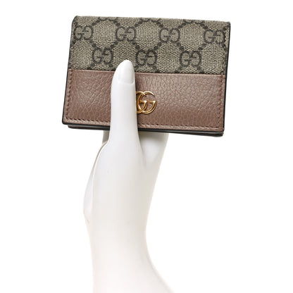 Gucci Dollar Calfskin GG Supreme Monogram GG Marmont Card Case Porcelain Rose Beige Ebony 2 of 8