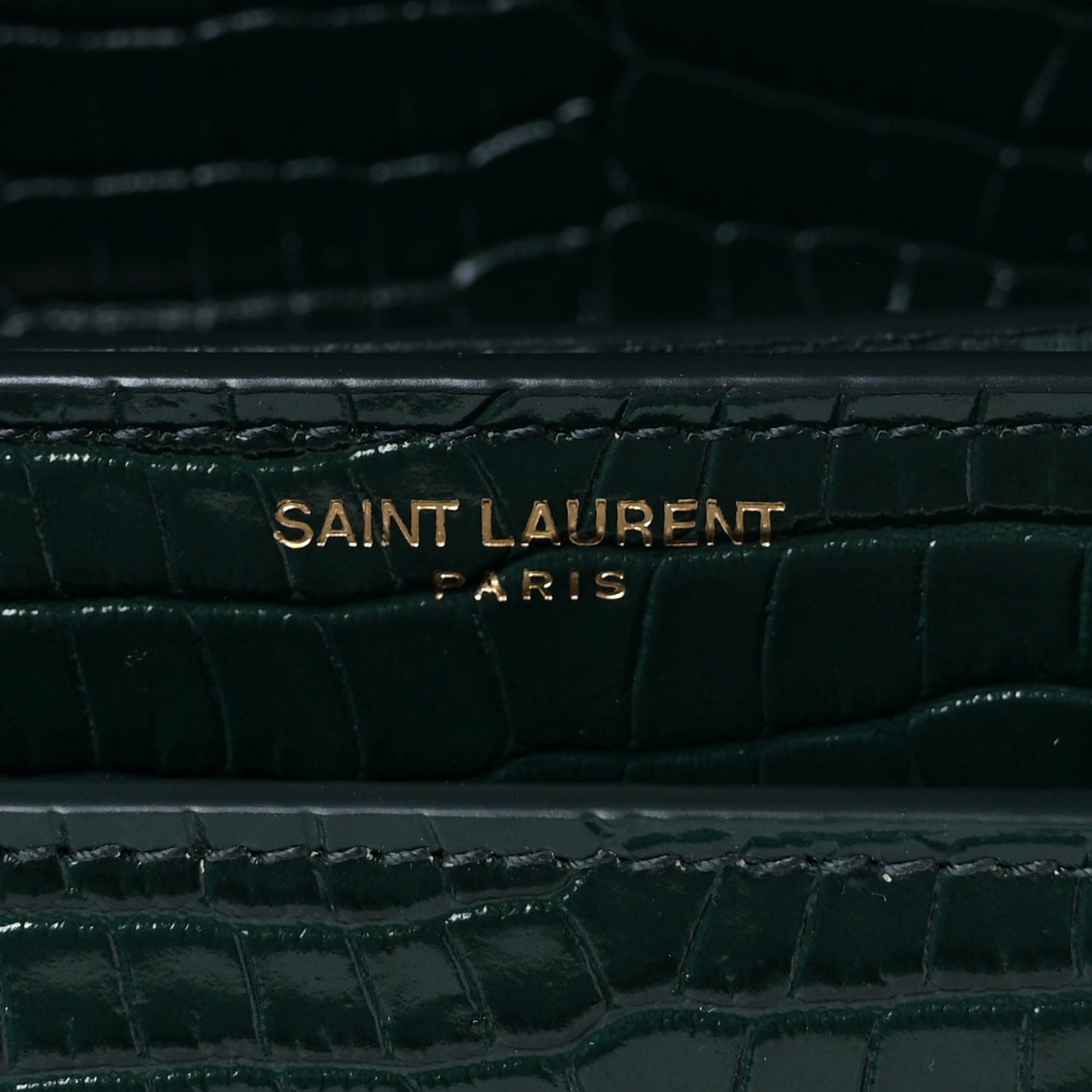 Calfskin Crocodile Embossed Medium Monogram Sunset Dark Mint
