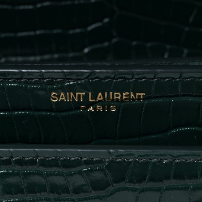 Saint Laurent Calfskin Crocodile Embossed Medium Monogram Sunset Dark Mint 5 of 7
