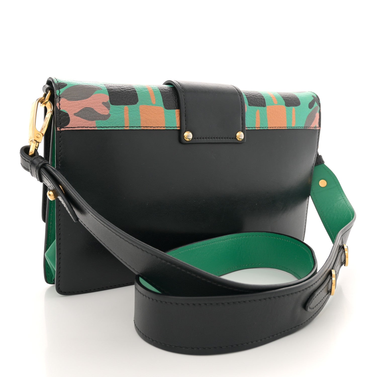 Prada Madras Floral Print Ribbon Bag Mango Black 3 of 17