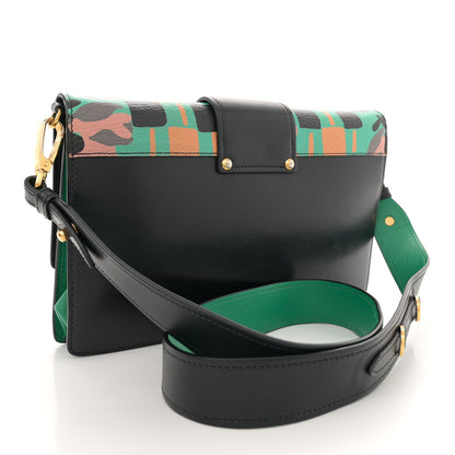 Prada Madras Floral Print Ribbon Bag Mango Black 3 of 17