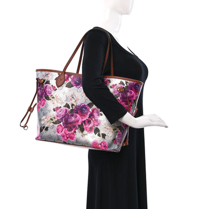 Louis Vuitton Metallic Monogram LV Garden Neverfull MM Silver 3 of 10