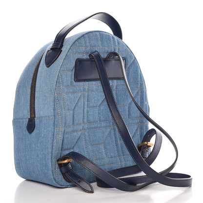 Gucci Kura Denim Matelasse Cubic Pearl Studded GG Marmont Dome Backpack Blue 3 of 10