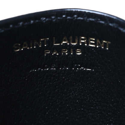 Saint Laurent Lambskin Matelasse Chevron Monogram Credit Card Case Black 6 of 9