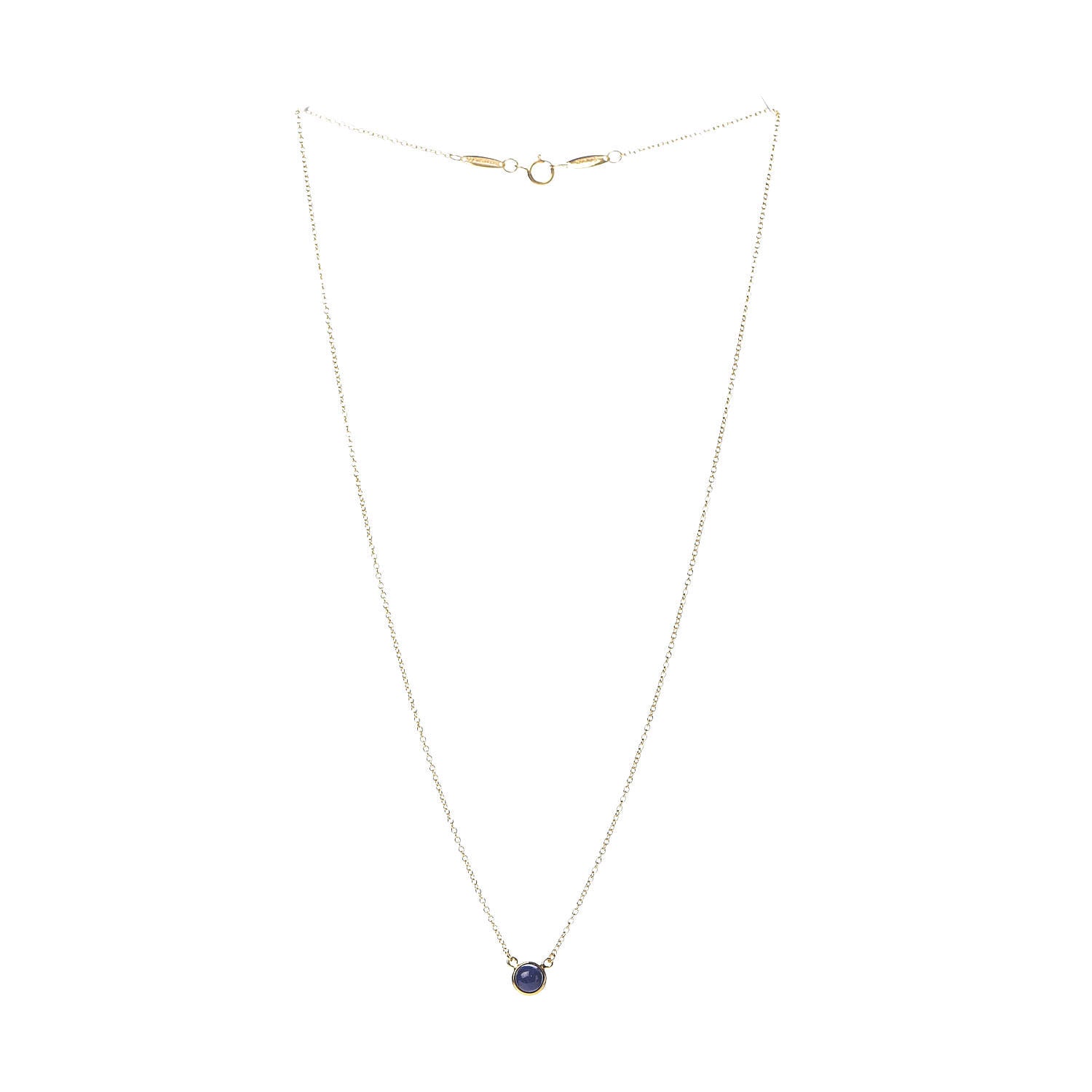 Tiffany 18K Yellow Gold Lapis Lazuli Elsa Peretti Color By The Yard Pendant Necklace 3 of 10