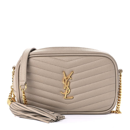 Saint Laurent Grain De Poudre Matelasse Monogram Mini Lou Camera Bag Dark Beige 1 of 11