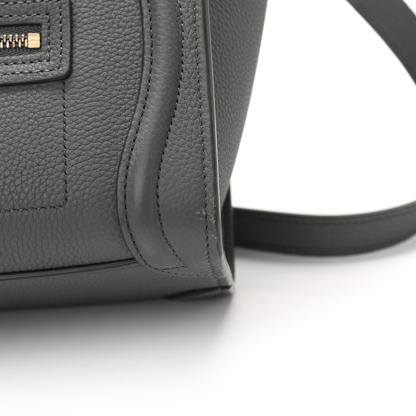 Drummed Calfskin Nano Luggage Kohl